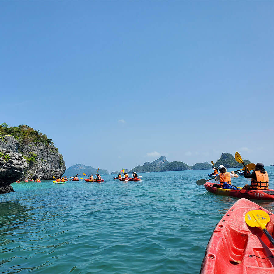 A group of people on a boat.